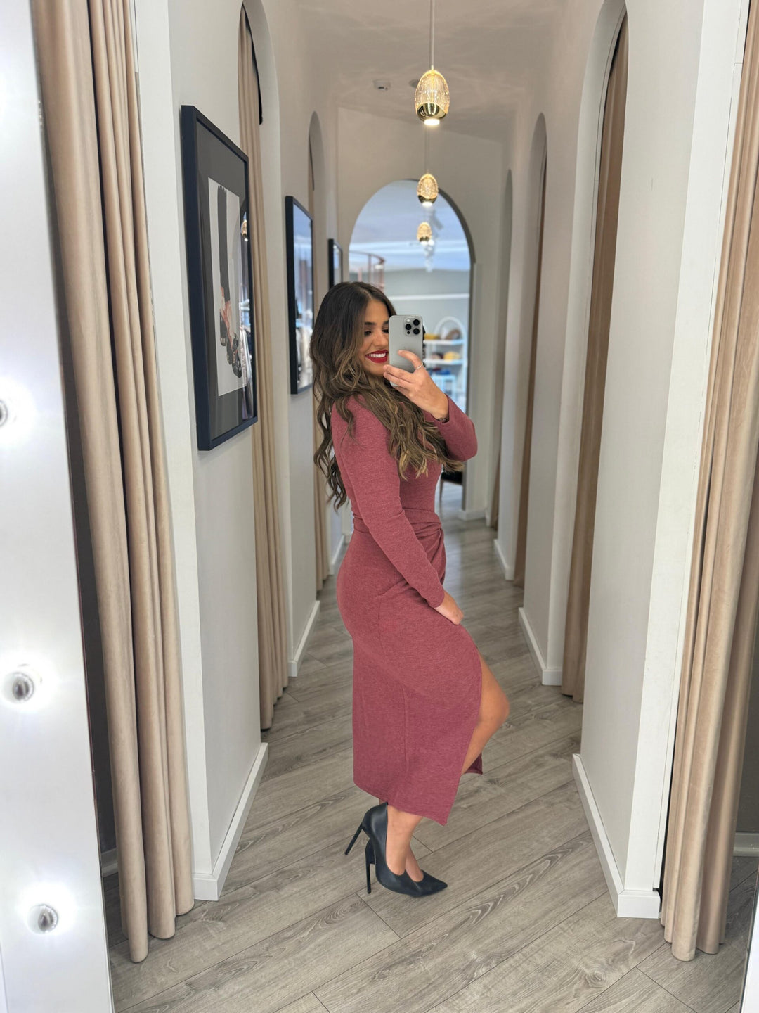 VESTIDO MALHA FRAMBOESA PONTO CHIC