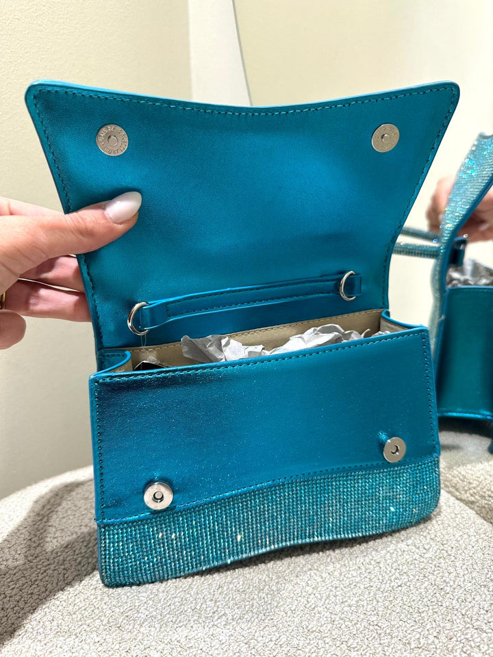 MALA BRILHANTE AZUL TURQUESA PONTO CHIC