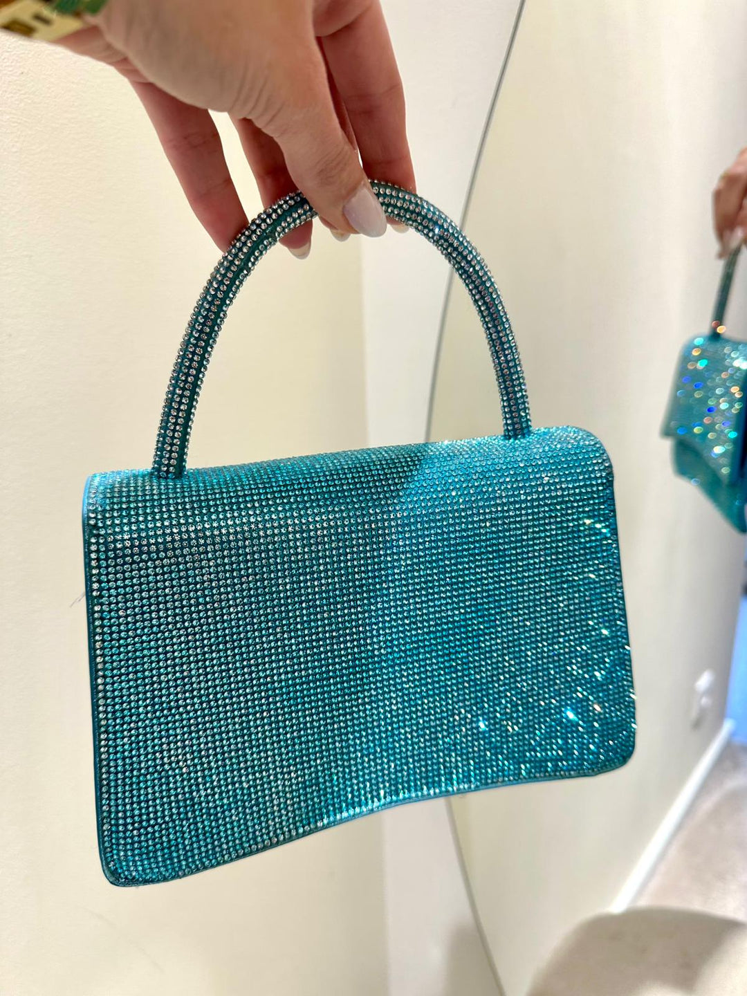 MALA BRILHANTE AZUL TURQUESA PONTO CHIC
