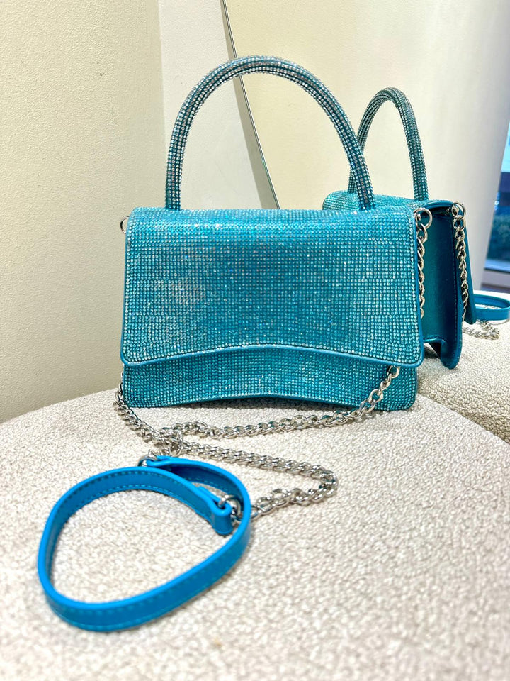 MALA BRILHANTE AZUL TURQUESA PONTO CHIC