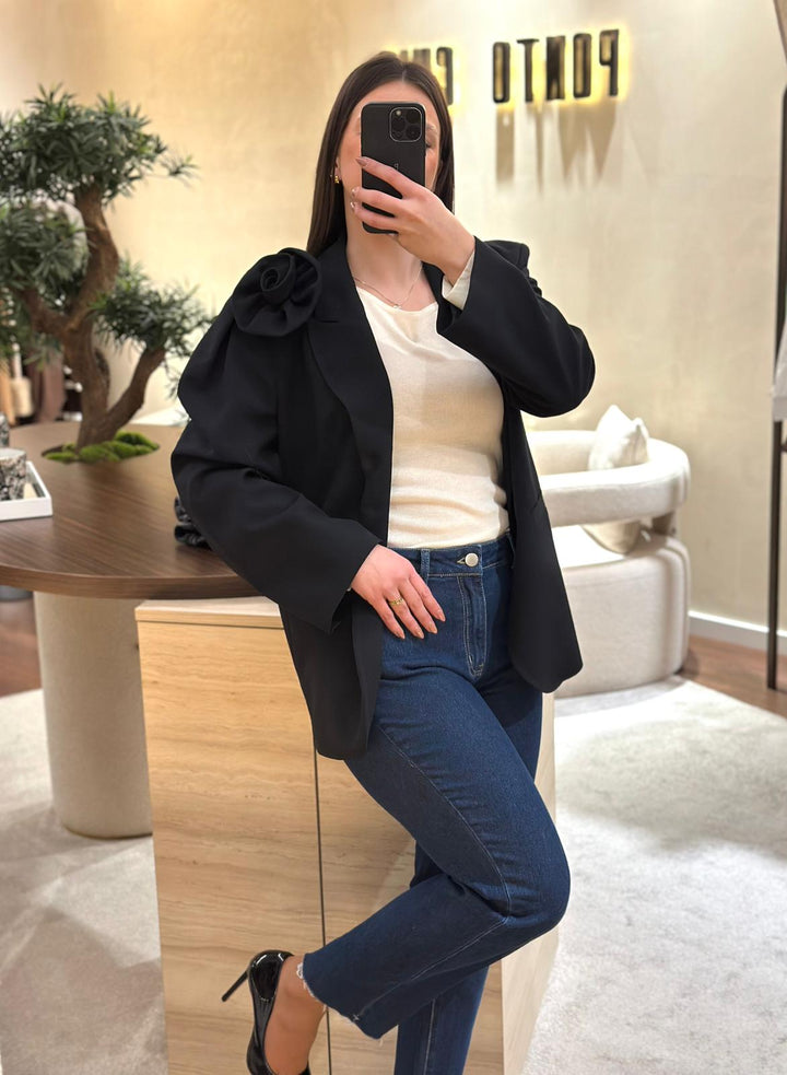 CALÇA DE GANGA MOM JEANS AZUL DESFIADA PONTO CHIC