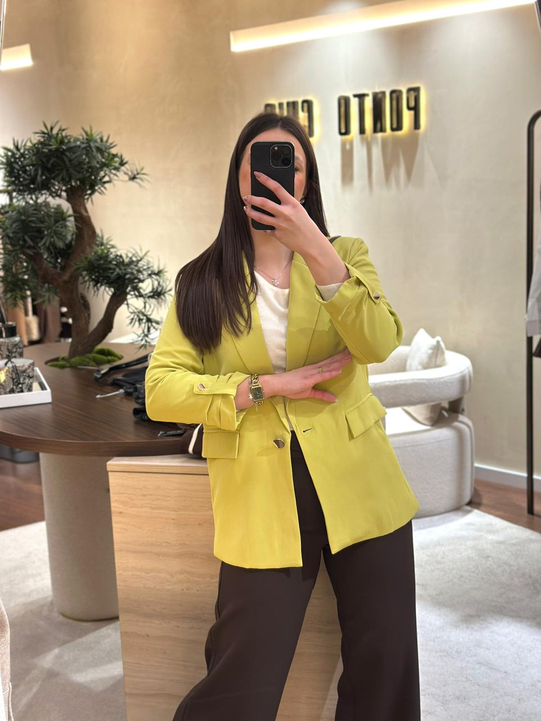 BLAZER VERDE LIMA BOTÃO DOURADO PONTO CHIC