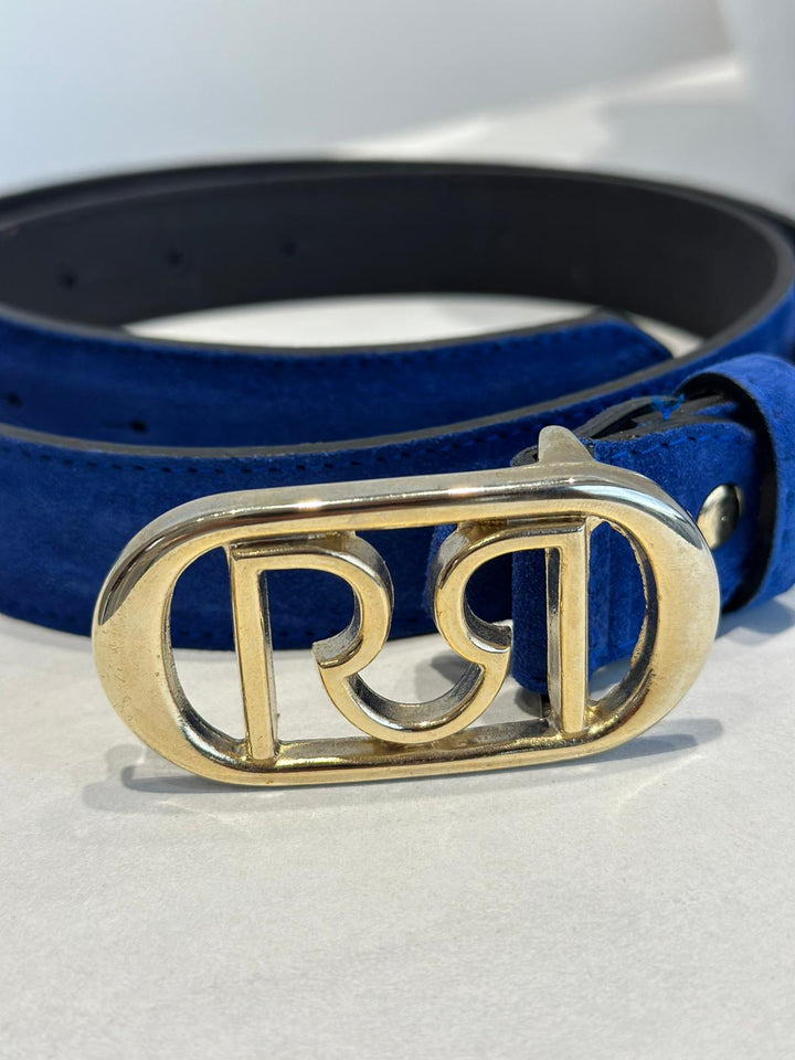CINTO AZUL COM FIVELA DOURADA RINASCIMENTO