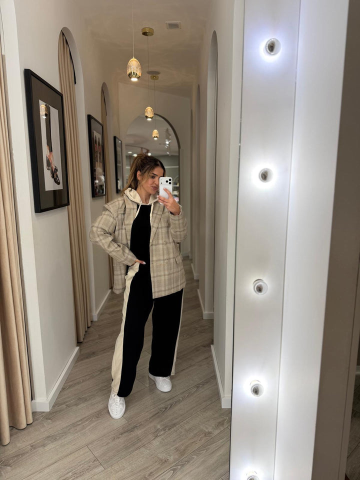 CASACO XADREZ BEGE PONTO CHIC