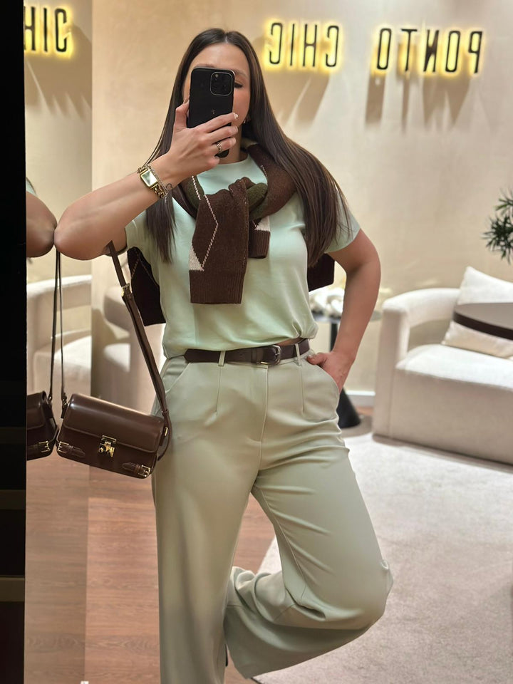T-SHIRT VERDE MENTA PONTO CHIC