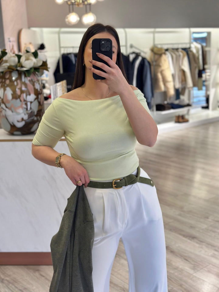 CAMISOLA COM DECOTE DRAPEADO VERDE AGUA PONTO CHIC