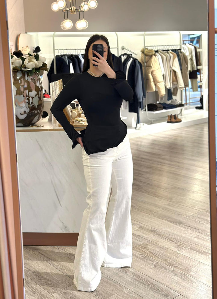 CAMISOLA PRETA MANGA COMPRIDA PONTO CHIC