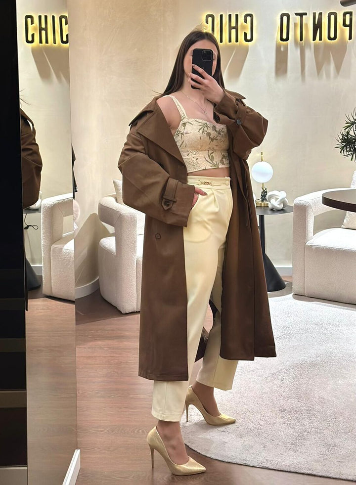 CALÇA  AMARELA COM FIVELA PONTO CHIC