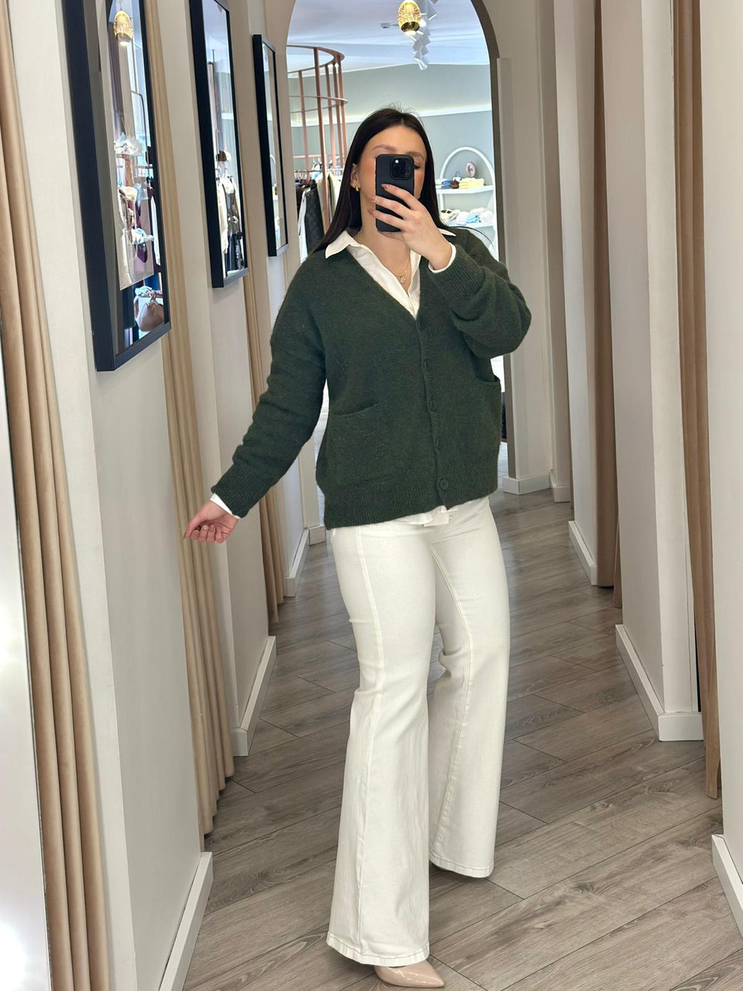 CARDIGAN VERDE  DE MALHA COM BOLSOS IMPERIAL