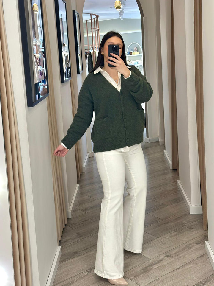 CARDIGAN VERDE  DE MALHA COM BOLSOS IMPERIAL