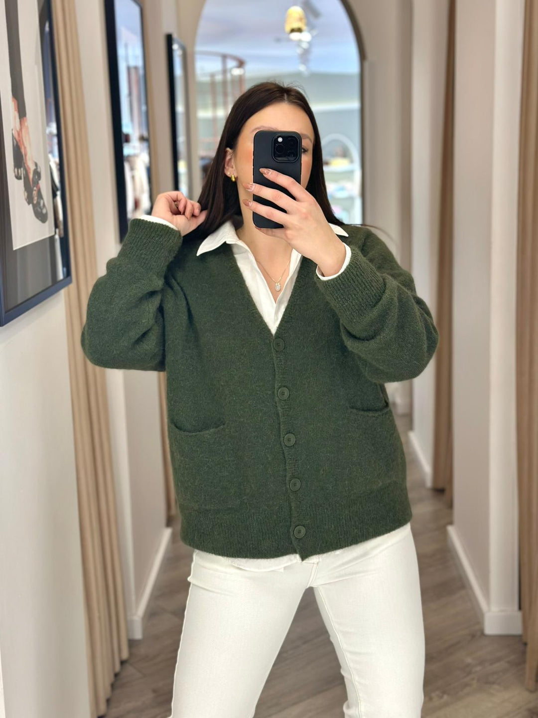 CARDIGAN VERDE  DE MALHA COM BOLSOS IMPERIAL