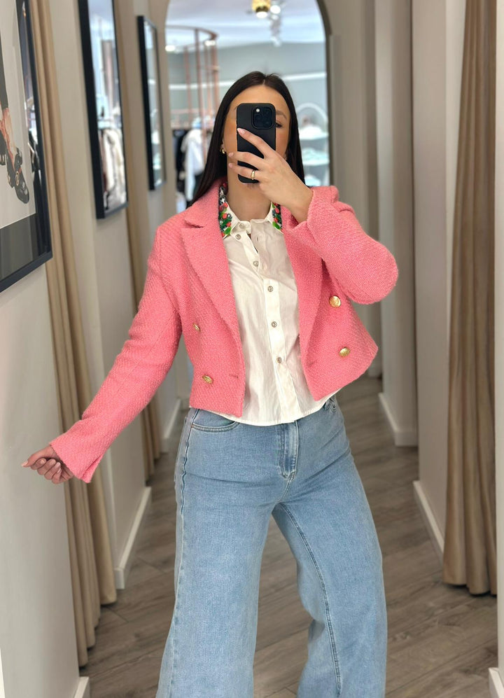 BLAZER CURTO ROSA TWEED FRACOMINA