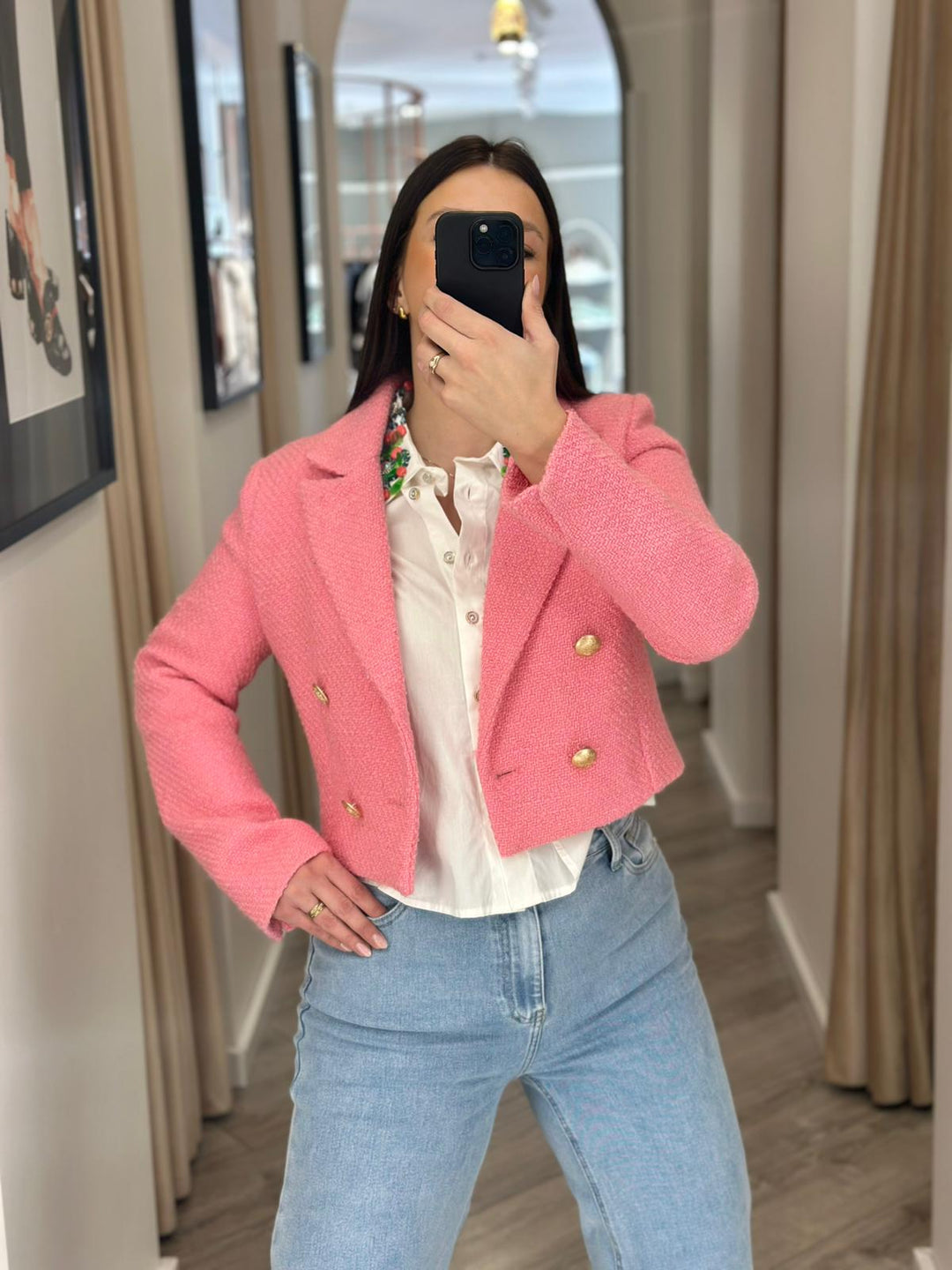 BLAZER CURTO ROSA TWEED FRACOMINA