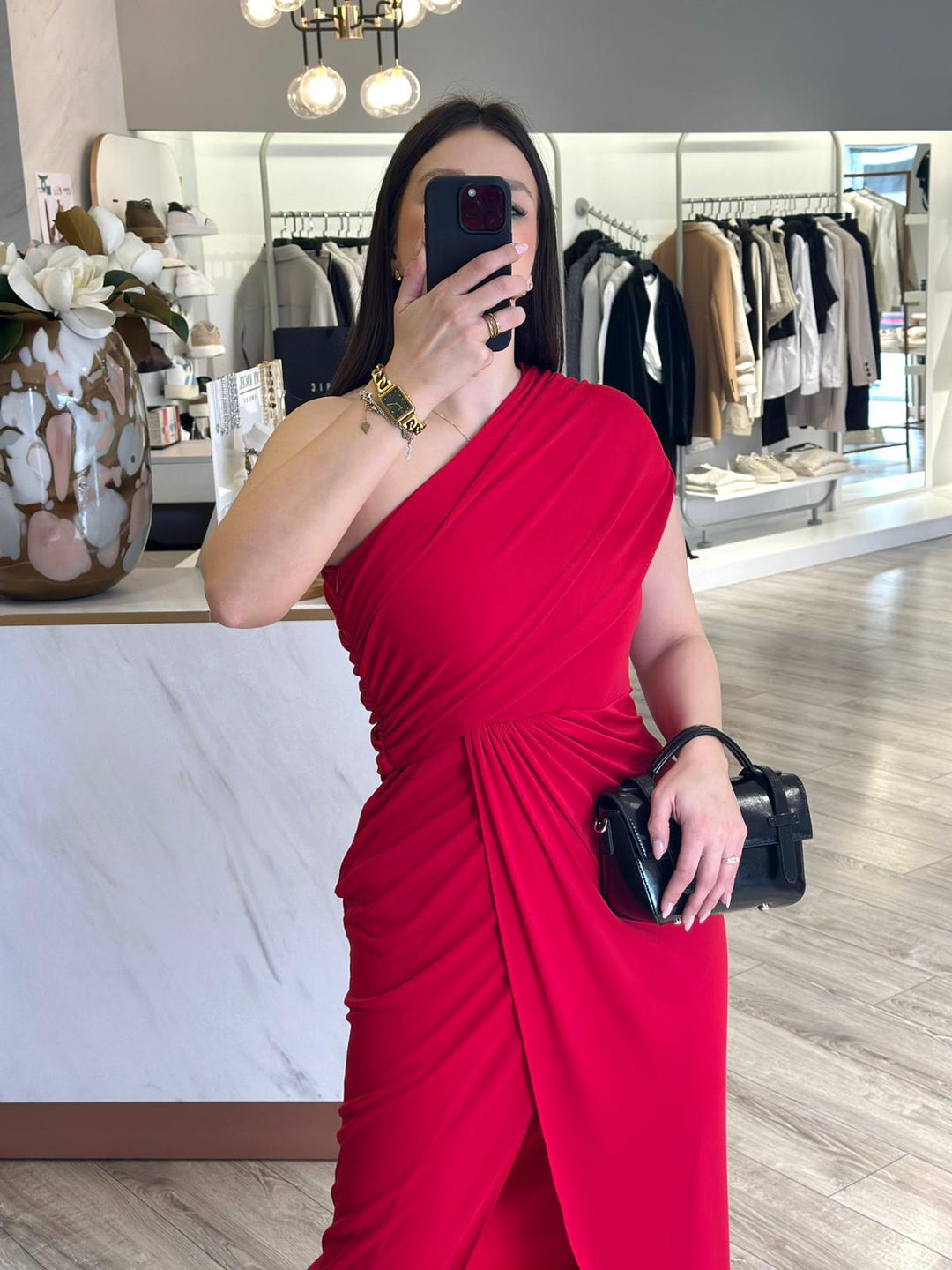 VESTIDO COMPRIDO VERMELHO PONTO CHIC