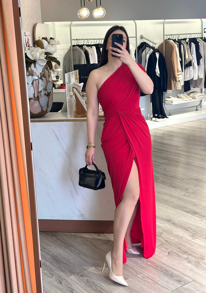 VESTIDO COMPRIDO VERMELHO PONTO CHIC