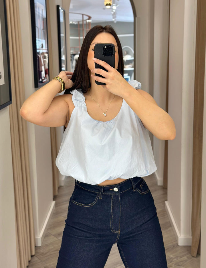 TOP AZUL BÉBÉ ABALONADAO PONTO CHIC
