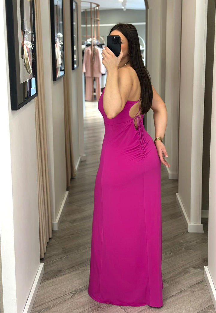 VESTIDO COMPRIDO FUXIA PONTO CHIC