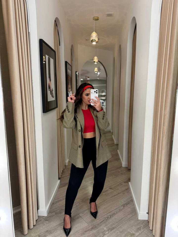TOP CROPPED VERMELHO MANGA COMPRIDA PONTO CHIC