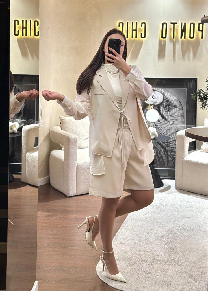 CASACO BLUSA BEGE PONTO CHIC