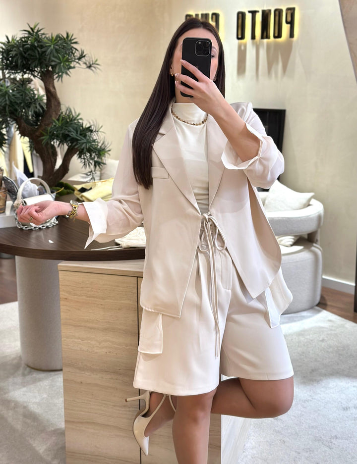 CASACO BLUSA BEGE PONTO CHIC