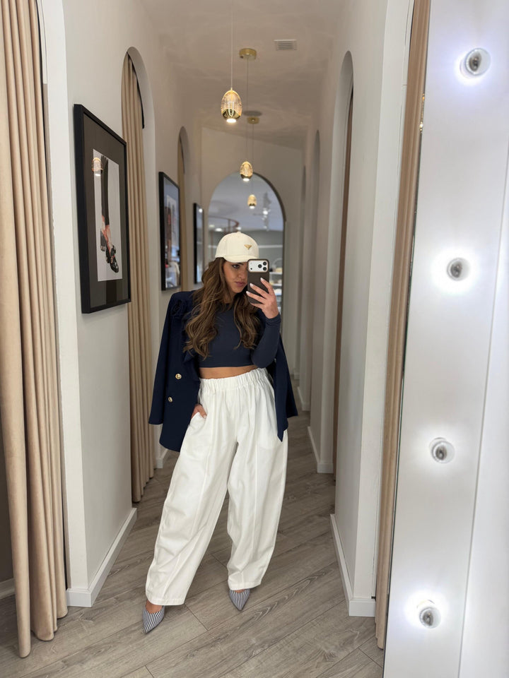 CALÇA BRANCA BAGGY PONTO CHIC