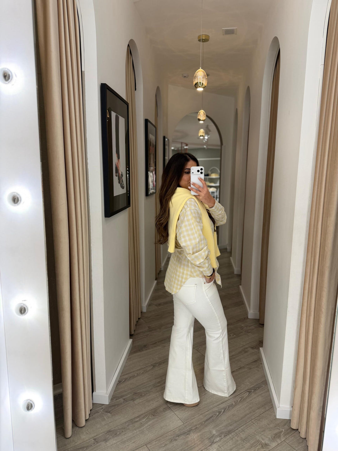 CAMISA XADREZ AMARELA PONTO CHIC