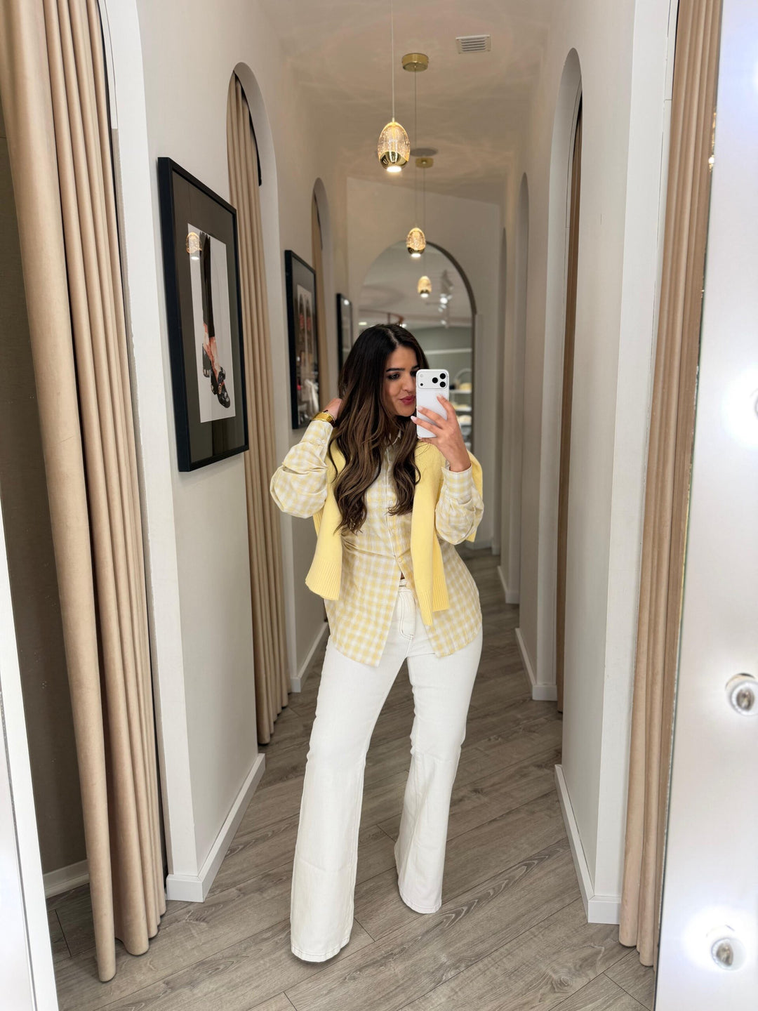 CAMISA XADREZ AMARELA PONTO CHIC