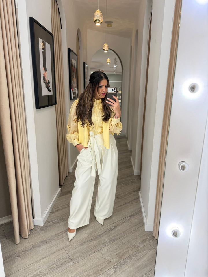 CALÇA CRU COM TIRAS PARA  ATAR PONTO CHIC