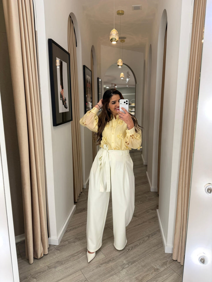 CALÇA CRU COM TIRAS PARA  ATAR PONTO CHIC