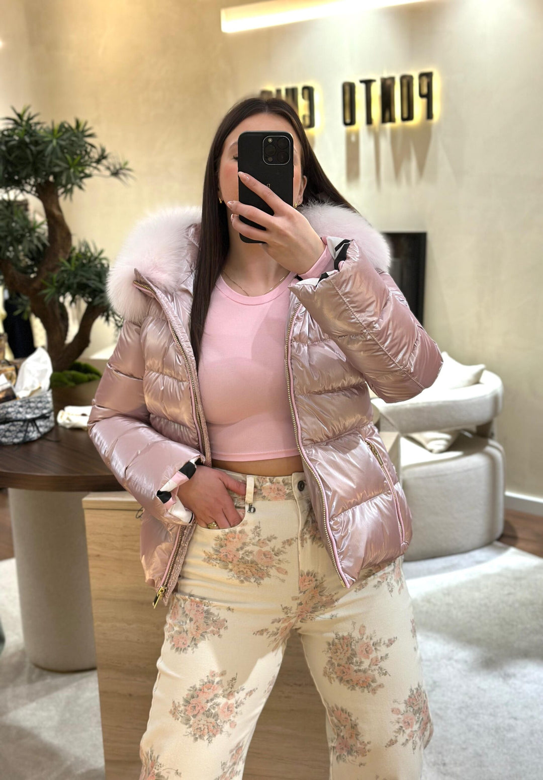 TOP CROPPED ROSA MANGA COMPRIDA PONTO CHIC