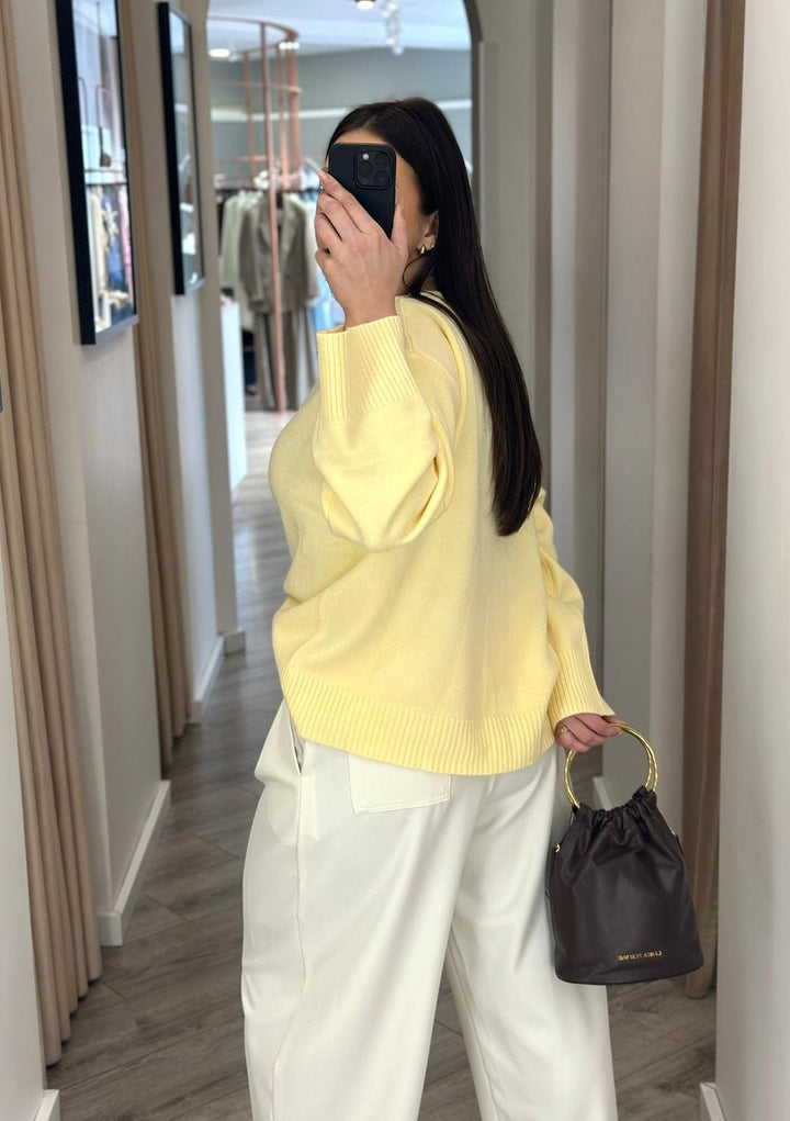CAMISOLA DE MALHA AMARELO MANTEIGA PONTO CHIC
