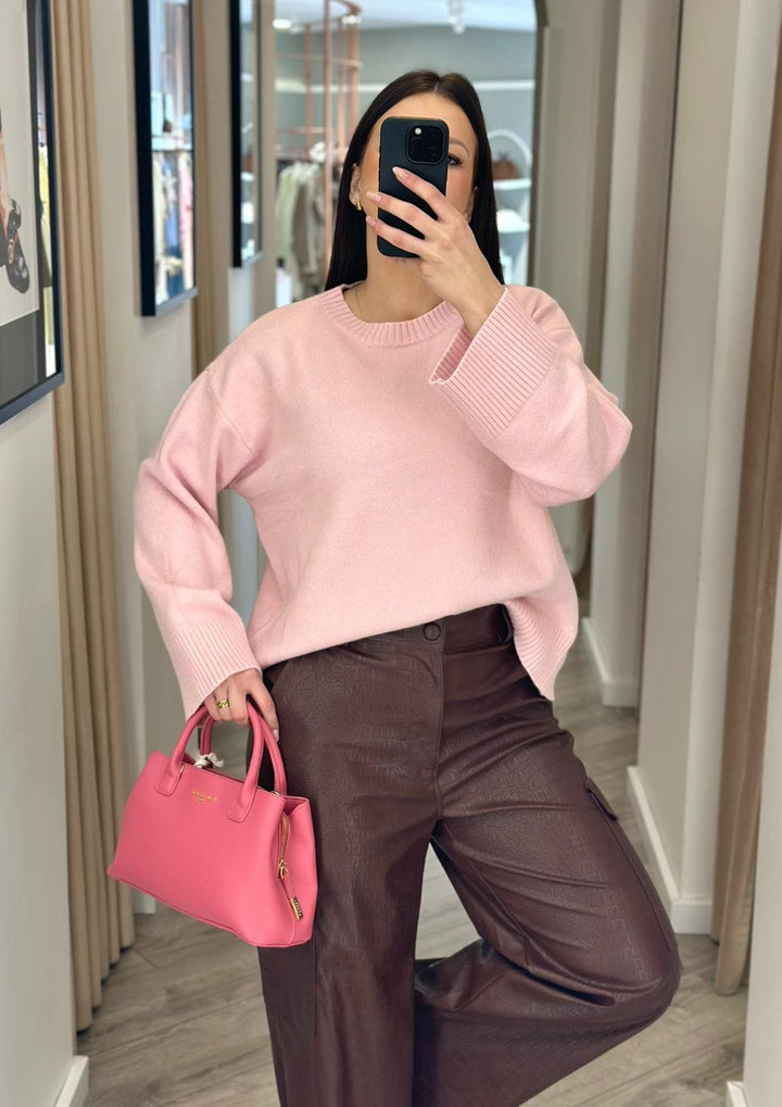 CAMISOLA DE MALHA ROSA SUAVE PONTO CHIC
