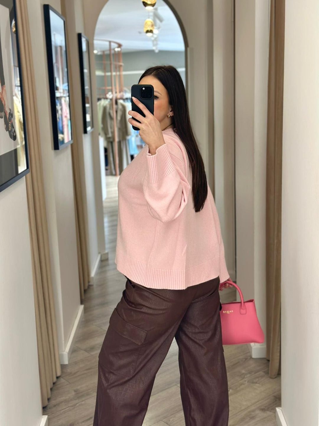 CAMISOLA DE MALHA ROSA SUAVE PONTO CHIC
