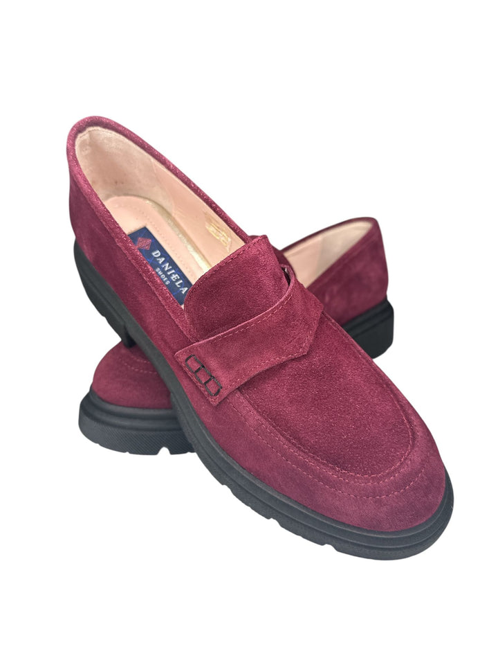 MOCASSIM CAMURÇA BORDEAUX COM SOLA RASTO PONTO CHIC