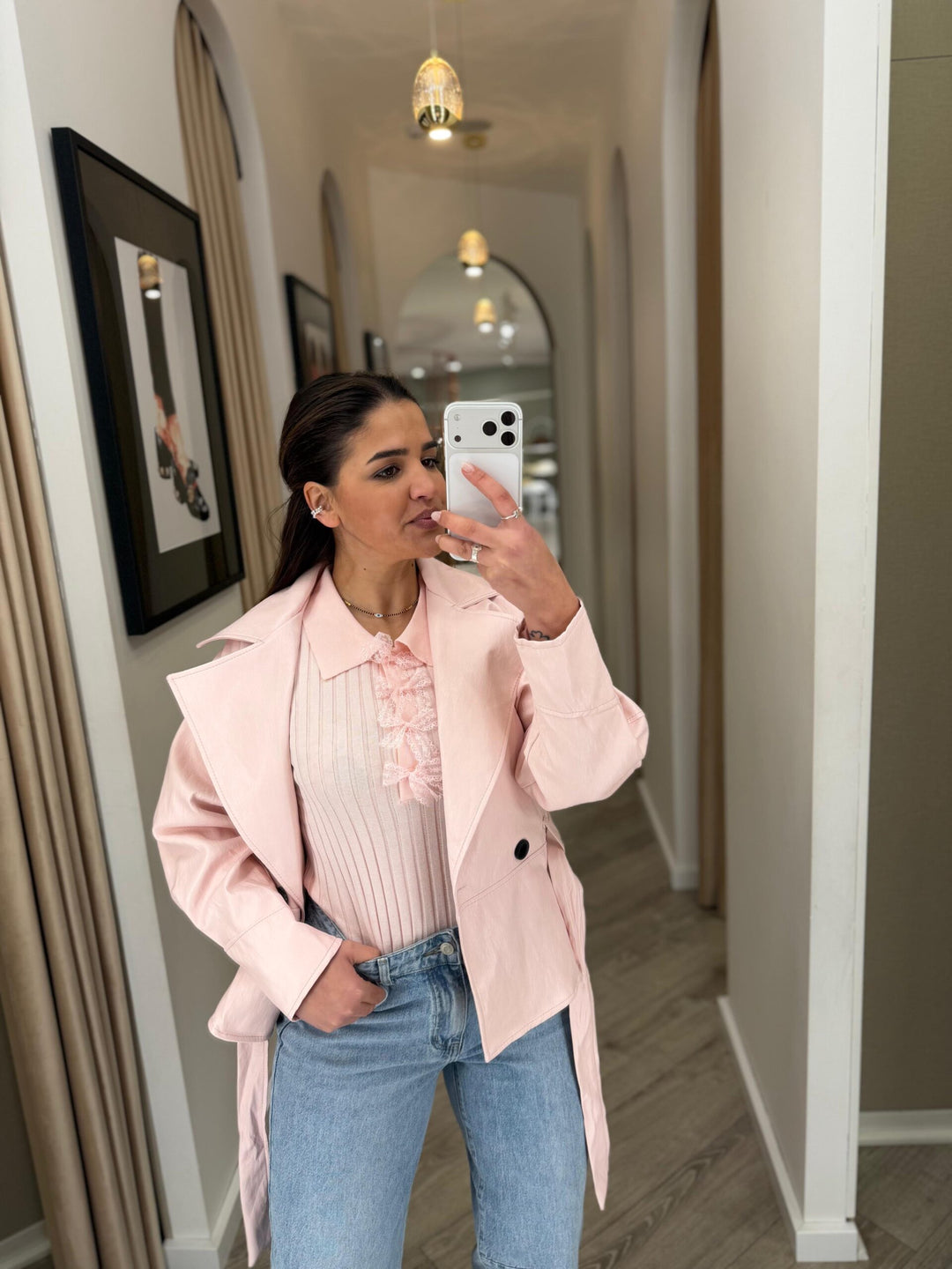 POLO ROSA COM LAÇOS EM RENDA PONTO CHIC