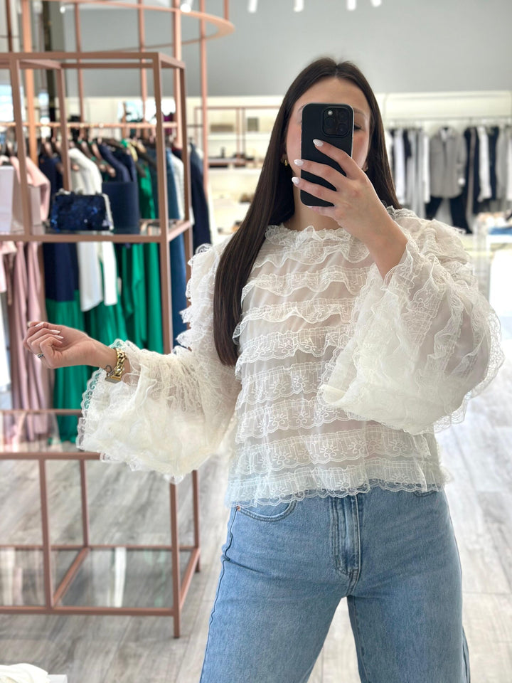 BLUSA CREME DE RENDA PONTO CHIC