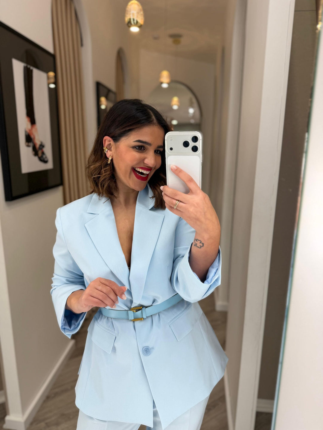 BLAZER AZUL BEBÉ DE ALFAIATARIA COM CINTO IMPERIAL