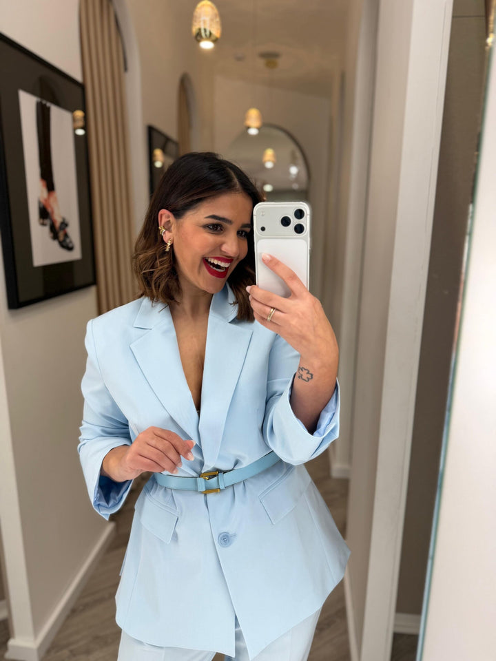 BLAZER AZUL BEBÉ DE ALFAIATARIA COM CINTO IMPERIAL