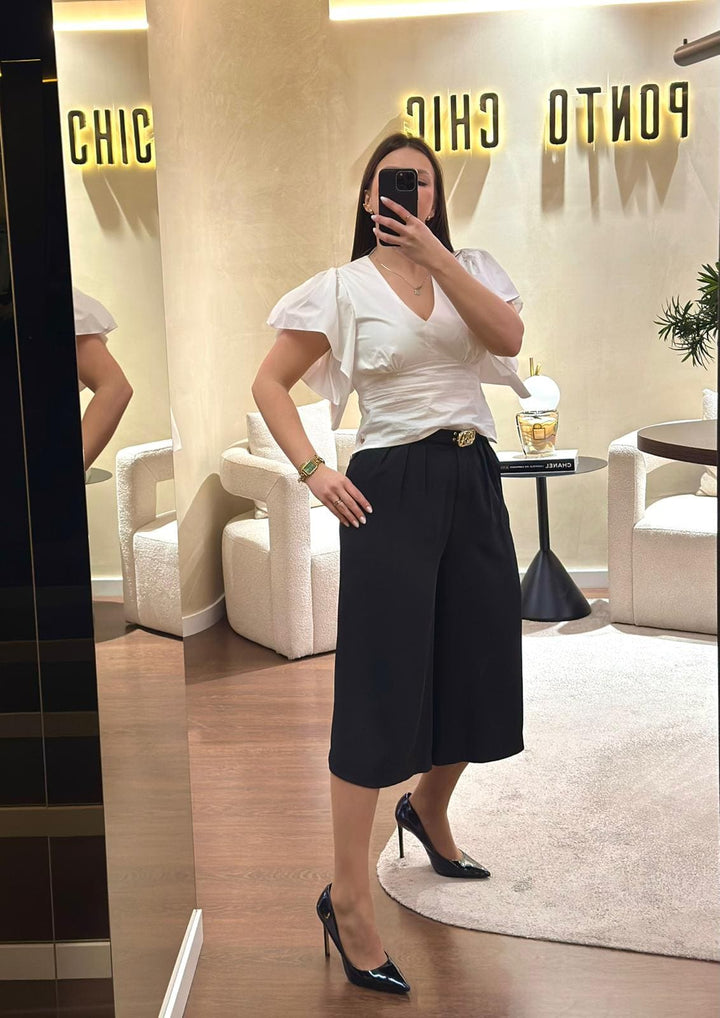 CULOTE PRETA COM CINTO RINASCIMENTO