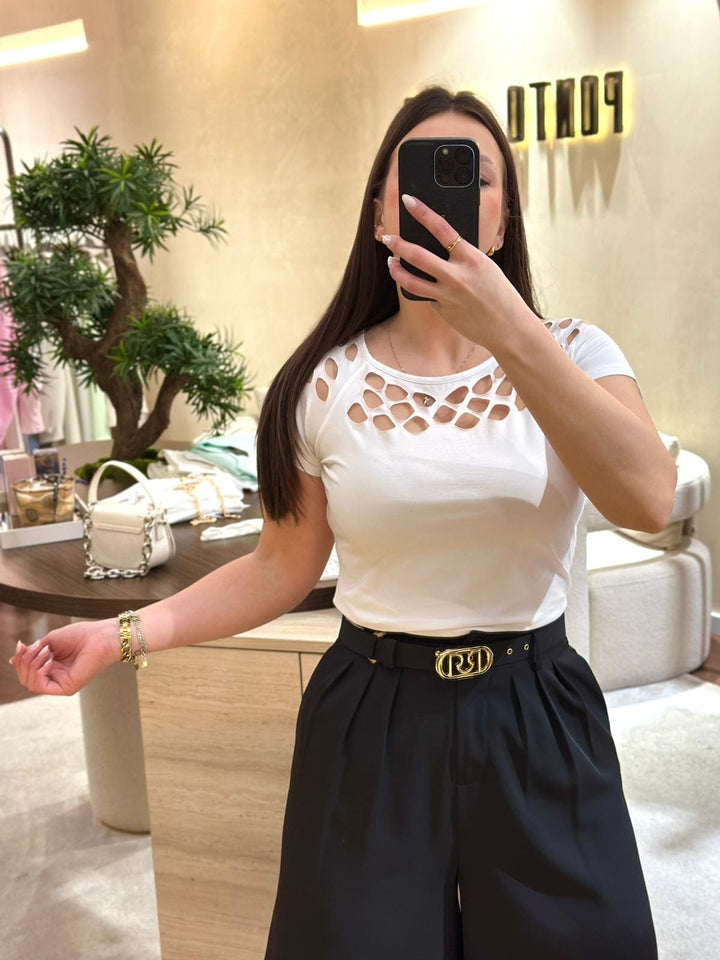 CULOTE PRETA COM CINTO RINASCIMENTO