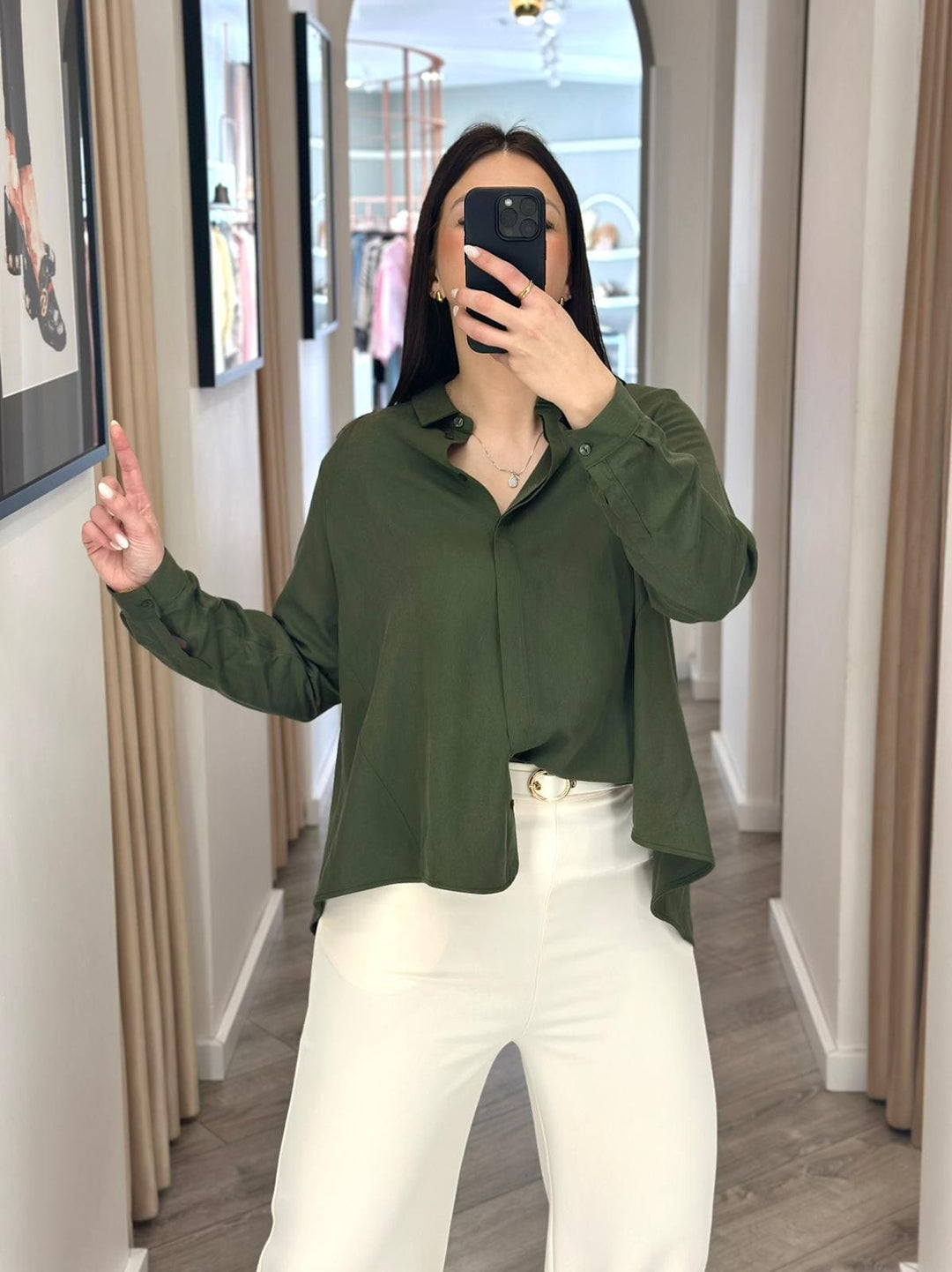 CAMISA FLUIDA VERDE MILITAR IMPERIAL