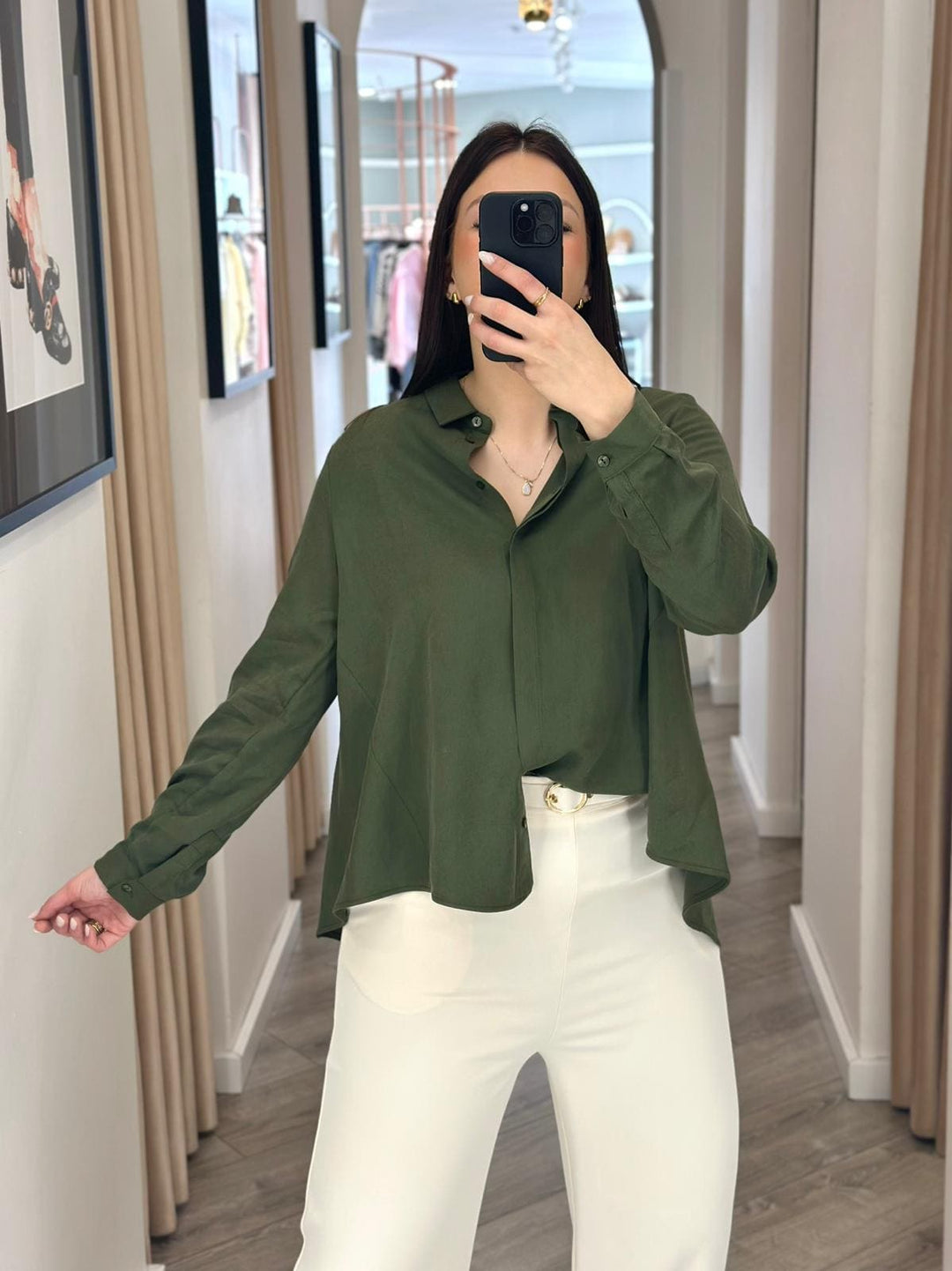 CAMISA FLUIDA VERDE MILITAR IMPERIAL