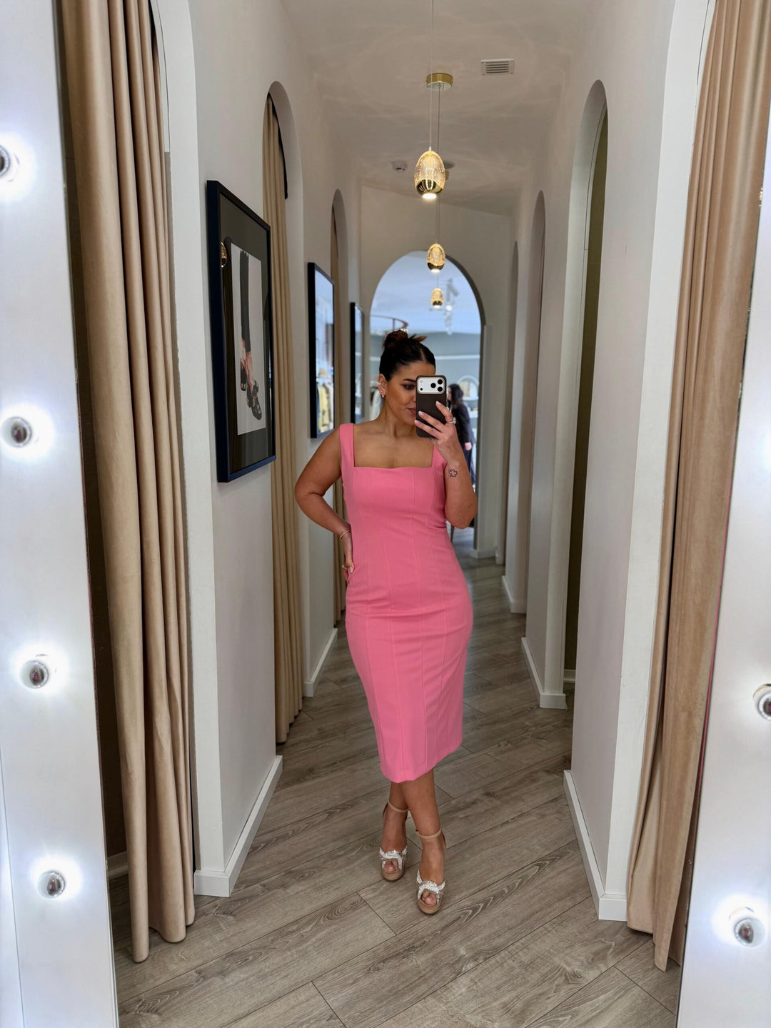VESTIDO MIDI ROSA RINASCIMENTO