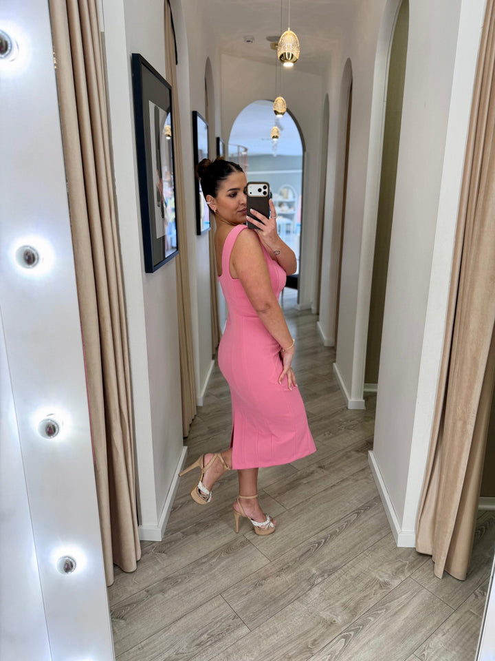 VESTIDO MIDI ROSA RINASCIMENTO
