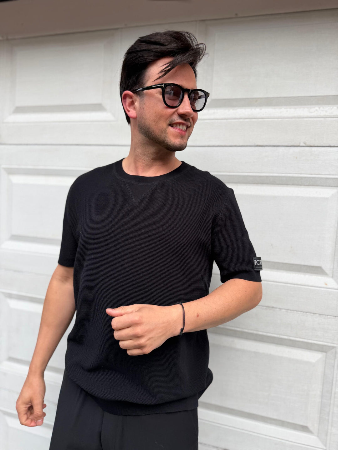 T SHIRT PRETA TEXTURADA ICEBERG MEN