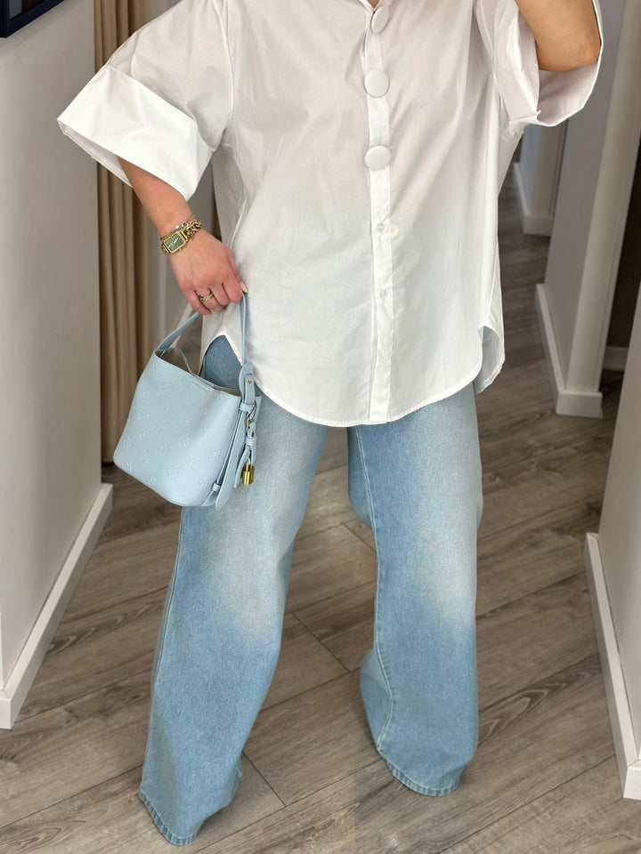 CAMISA BRANCA COM BOTÕES FORRADOS PONTO CHIC
