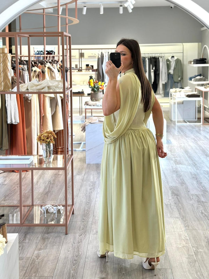 CONJUNTO TOP E SAIA VERDE OLIVIA FLUÍDO PONTO CHIC