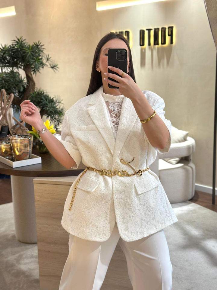 BLAZER BRANCO TEXTURADO COM BOTÕES IMPERIAL