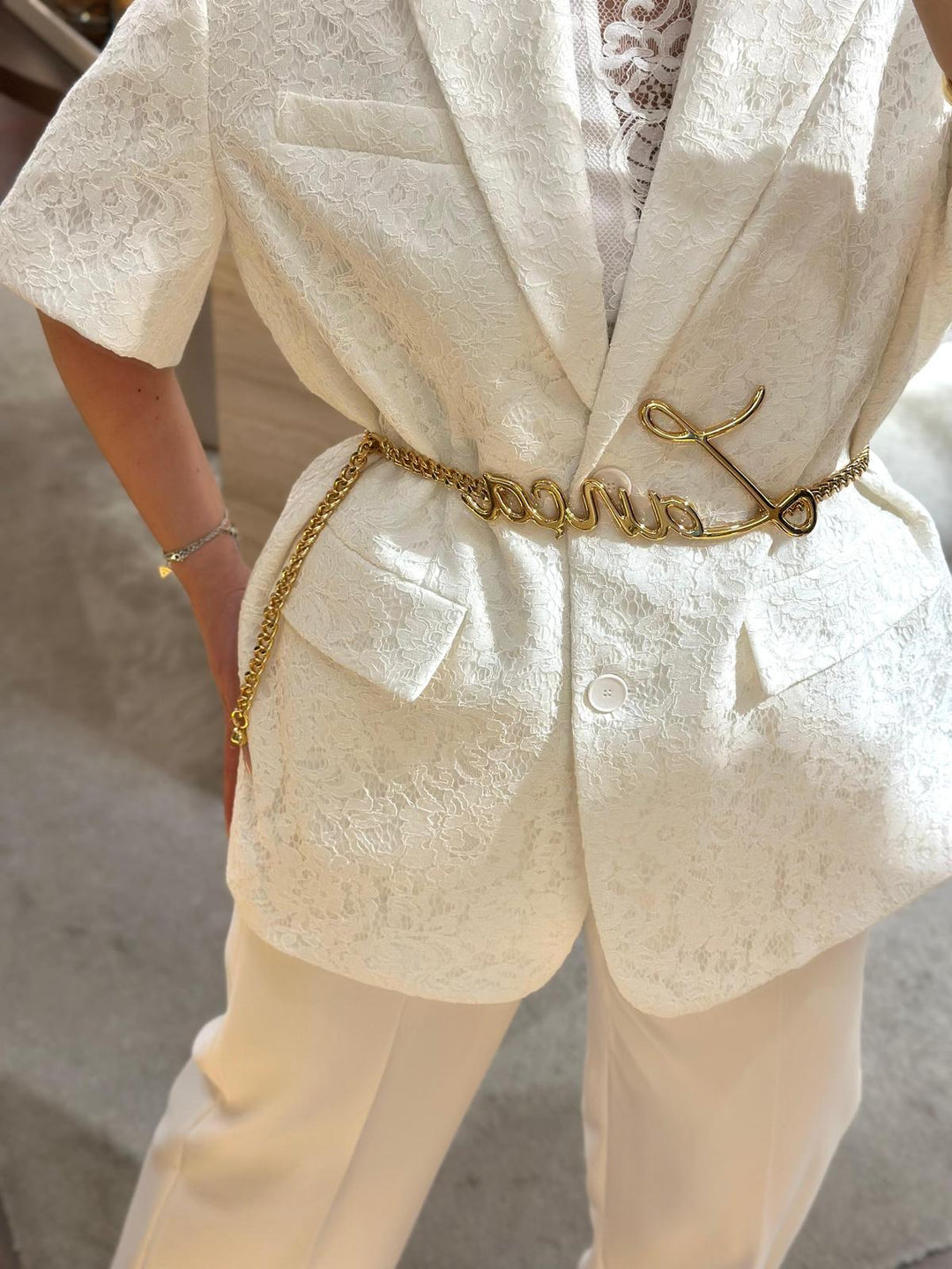 BLAZER BRANCO TEXTURADO COM BOTÕES IMPERIAL
