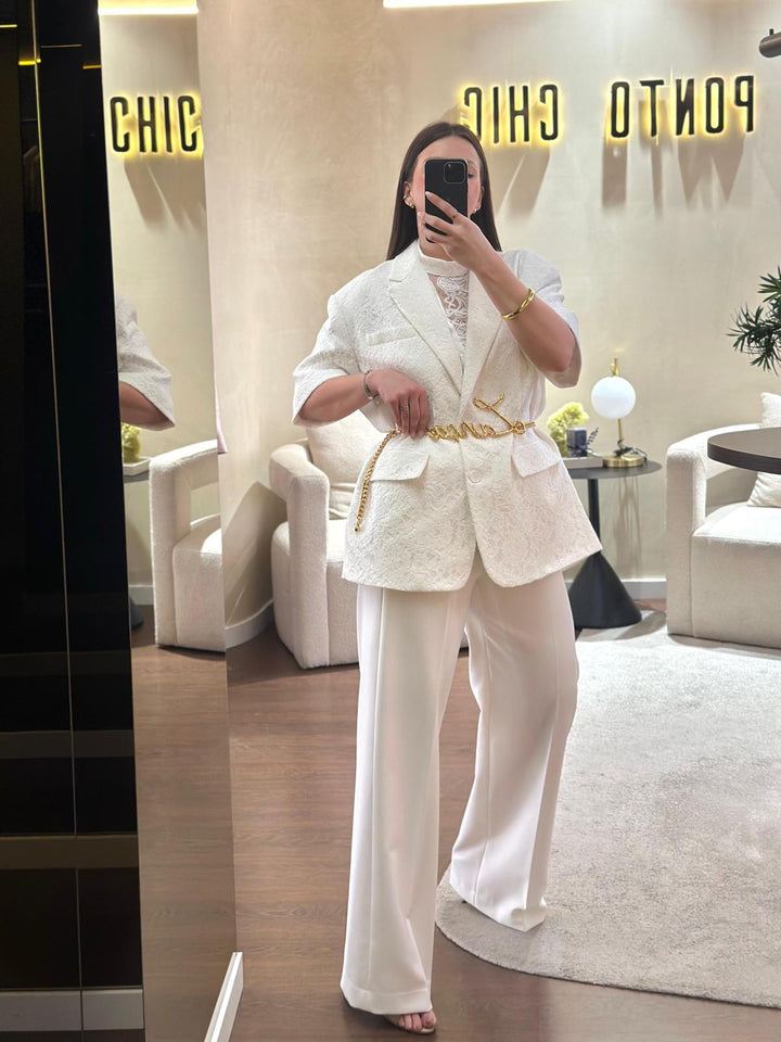 BLAZER BRANCO TEXTURADO COM BOTÕES IMPERIAL